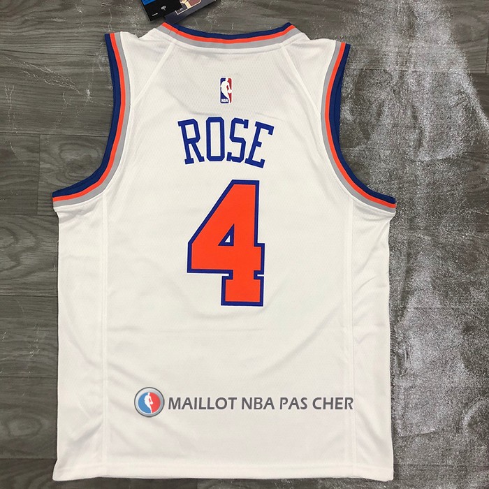 Maillot New York Knicks Derrick Rose NO 4 Association Blanc